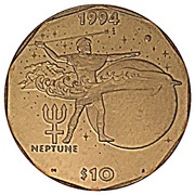 10 Dollars Neptune, Marshall Islands, 1994 reverse image