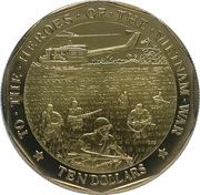 10 Dollars To the Heroes of Vietnam War, Marshall Islands, 1995 reverse image
