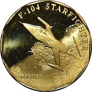 10 Dollars F-104 Starfighter, Marshall Islands, 1995 reverse image