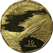 10 Dollars F-100 Super Sabre, Marshall Islands, 1995 reverse image
