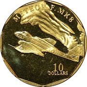 10 Dollars Meteor F.MK8, Marshall Islands, 1995 reverse image