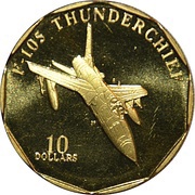 10 Dollars F-105 Thunderchief, Marshall Islands, 1995 reverse image