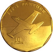 10 Dollars F9F-2 Panther, Marshall Islands, 1995 reverse image