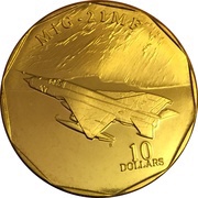 10 Dollars Mig-21 MF, Marshall Islands, 1995 reverse image
