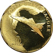 10 Dollars F-102A Delta Dagger, Marshall Islands, 1995 reverse image