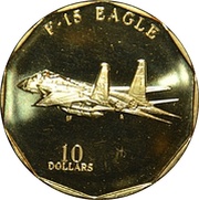 10 Dollars F-15 Eagle, Marshall Islands, 1995 reverse image