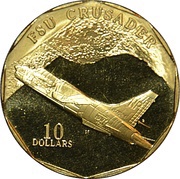 10 Dollars F8U Crusader, Marshall Islands, 1995 reverse image