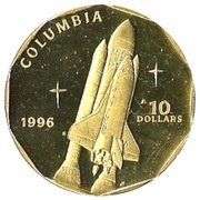 10 Dollars US Space Shuttle Columbia, Marshall Islands, 1996 reverse image