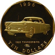 10 Dollars Thunderbird, Marshall Islands, 1996 reverse image
