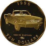 10 Dollars Mustang, Marshall Islands, 1996 reverse image