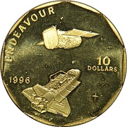 10 Dollars Space Shuttle - Endeavour, Marshall Islands, 1996 reverse image