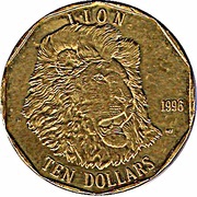 10 Dollars Lion reverse image