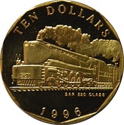 10 Dollars SAR 520 Class, Marshall Islands, 1996 reverse image
