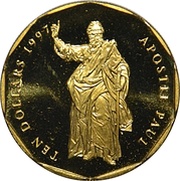 10 Dollars Apostle Paul, Marshall Islands, 1997 reverse image