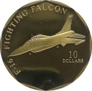 10 Dollars F-16 Fighting Falcon, Marshall Islands, 1997 reverse image