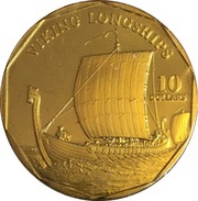 10 Dollars Viking Longship, Marshall Islands, 1998 reverse image