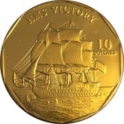 10 Dollars HMS Victory, Marshall Islands, 1998 reverse image