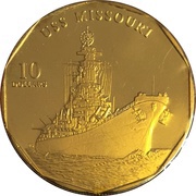10 Dollars USS Missouri, Marshall Islands, 1998 reverse image