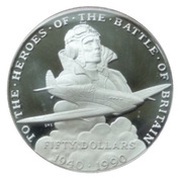 50 Dollars 50th Anniversary-Battle of Britain, Marshall Islands, 1990 reverse image