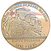 50 Dollars To the Heroes of Pearl Harbor, Marshall Islands, 1991 reverse image