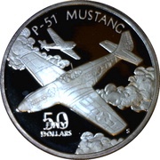50 Dollars WWII American P-51 Mustang, Marshall Islands, 1991 reverse image