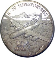 50 Dollars WWII B29 Superfress, Marshall Islands, 1991 reverse image