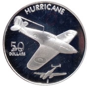 50 Dollars WWII British Hurricane reverse image
