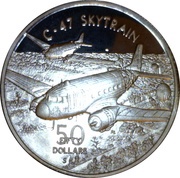 50 Dollars WWII American C-47 Skytrain, Marshall Islands, 1991 reverse image