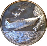 50 Dollars WWII Soviet Yak-9, Marshall Islands, 1991 reverse image
