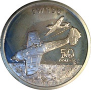 50 Dollars WWII German FW 190, Marshall Islands, 1991 reverse image