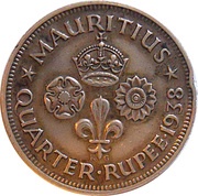 ¼ Rupee - George VI reverse image