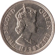 ¼ Rupee - Elizabeth II 1st portrait obverse image