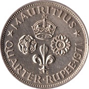 ¼ Rupee - Elizabeth II 1st portrait reverse image