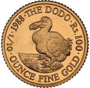 100 Rupees "Dodo" Gold Bullion reverse image