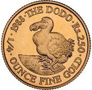 250 Rupees "Dodo" Gold Bullion reverse image