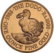 1000 Rupees "Dodo" Gold Bullion reverse image