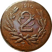 2 Centavos Taxco, Mexico, 1915 reverse image