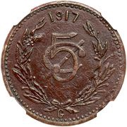 5 Centavos Cacahuatepec, Mexico, 1917 reverse image