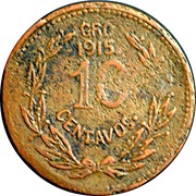 10 Centavos Emiliano Zapata, Mexico, 1915 reverse image