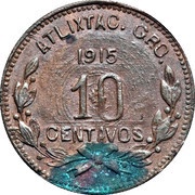 10 Centavos Atlixtac, Mexico, 1915 reverse image