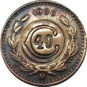 40 Centavos Toluca - Countermarked reverse image