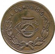 5 Centavos Emiliano Zapata, Mexico, 1915 reverse image