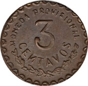 3 Centavos Provisional Government, Mexico, 1915 reverse image