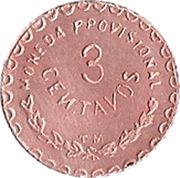3 Centavos Provisional Government, Mexico, 1915 reverse image