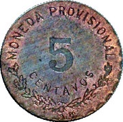5 Centavos Provisional Government, Mexico, 1915 reverse image