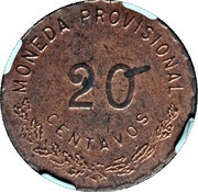 20 Centavos Provisional Government, Mexico, 1915 reverse image