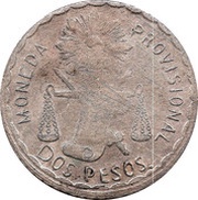 2 Pesos, Mexico, 1915 reverse image