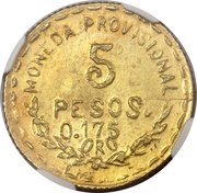 5 Pesos Provisional Government reverse image