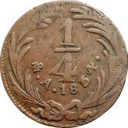 ¼ Real "Quarto/Quartilla" Federal Coinage, Mexico, 1829-1837 reverse image
