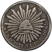 ½ Real Pattern; Silver, Mexico, 1833 reverse image